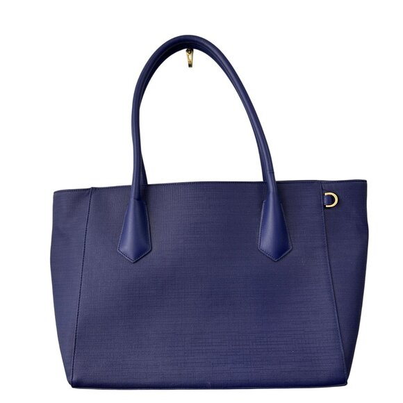 Dagne Dover Signature Tote Blue Large Bag Laptop Purse Womens Leather - Picture 1 of 8